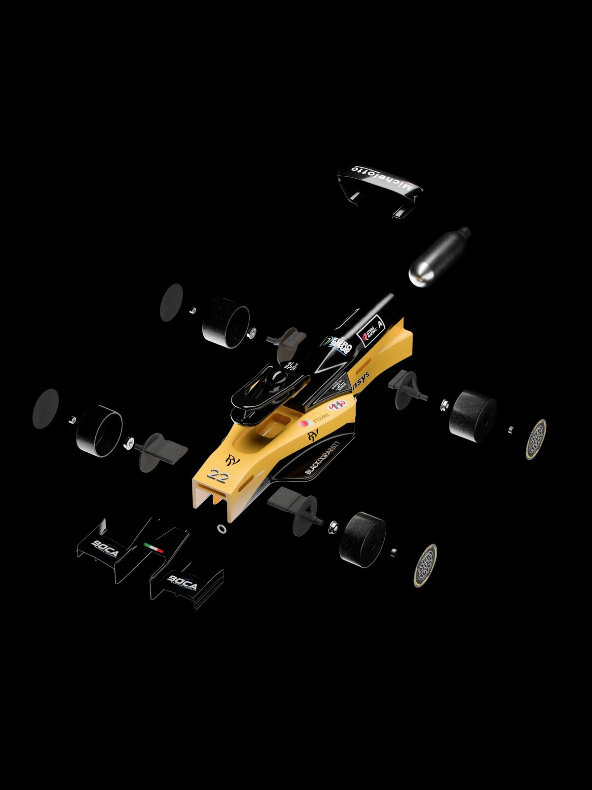 Exploded view of the car